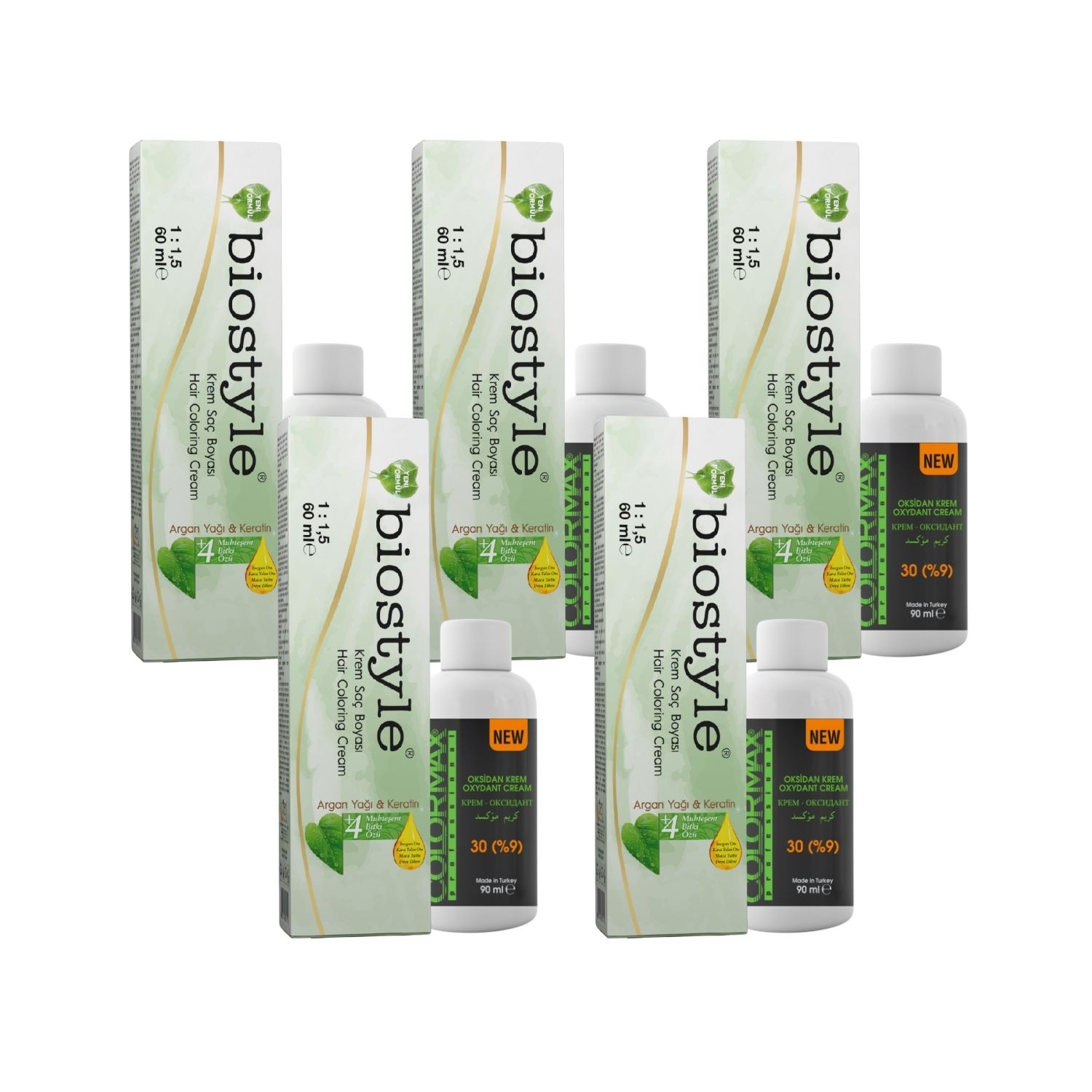 Biostyle Bitki Özlü Argan ve Keratin 6.30 Badem Kahvesi 5 Adet 60 ML Saç Boyası + 5 Adet Oksidan Biostyle Bitki Özlü Argan ve Keratin 6.30 Badem Kahvesi 5 Adet 60 ML Saç Boyası + 5 Adet Oksidan