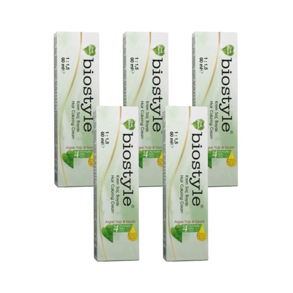 Biostyle Bitki Özlü Argan ve Keratin 4.85 Koyu Kestane 5 Adet 60 ML Saç Boyası Oksidansız