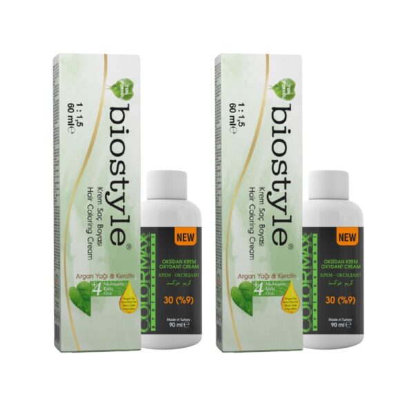 Biostyle Bitki Özlü Argan ve Keratin 7.1 Küllü Kumral 2 Adet 60 ML Saç Boyası + 2 Adet 90 ML Oksidan