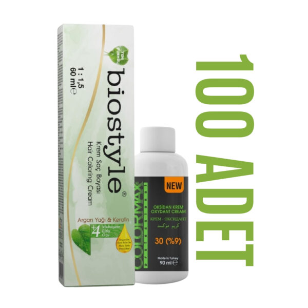 Biostyle Kuaför Seti 60 Ml 100 Adet Saç Boyası + 100 Adet 90 Ml Oksidan
