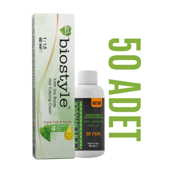 Biostyle Kuaför Seti 60 Ml 50 Adet Saç Boyası + 50 Adet 90 Ml Oksidan