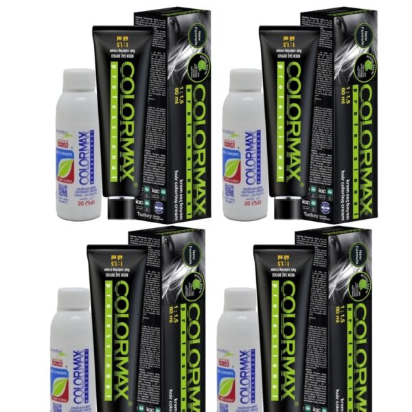 Colormax SPS656 Nouveau 2025/02 Siyah Kestane 60 Ml 4 Adet Saç Boyası + 4 Adet 90 Ml Oksidan Set