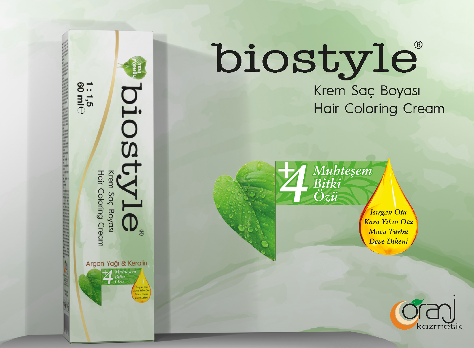 Biostyle Bitki Özlü Argan ve Keratin 5.1 Açık Küllü Kahve 3 Adet 60 ML Saç Boyası Oksidansız