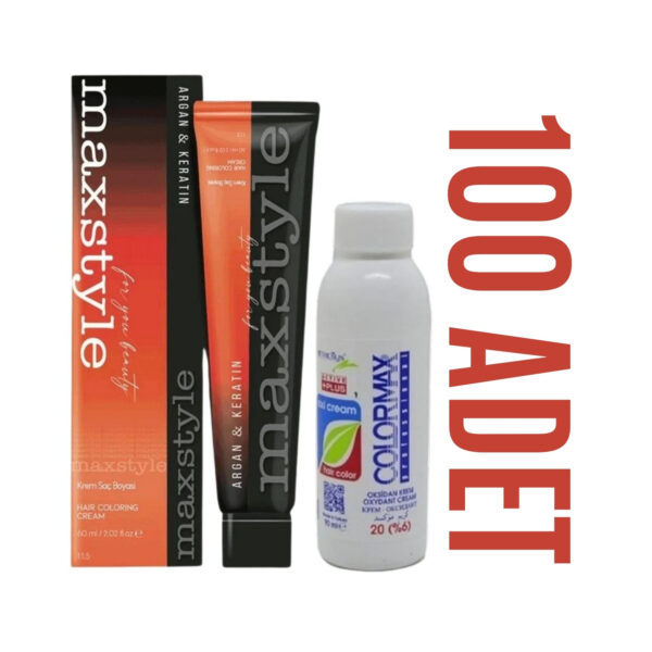 Maxstyle Kuaför Seti 60 Ml 100 Adet Saç Boyası + 100 Adet 90 Ml Oksidan