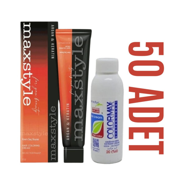 Maxstyle Kuaför Seti 60 Ml 50 Adet Saç Boyası + 50 Adet 90 Ml Oksidan
