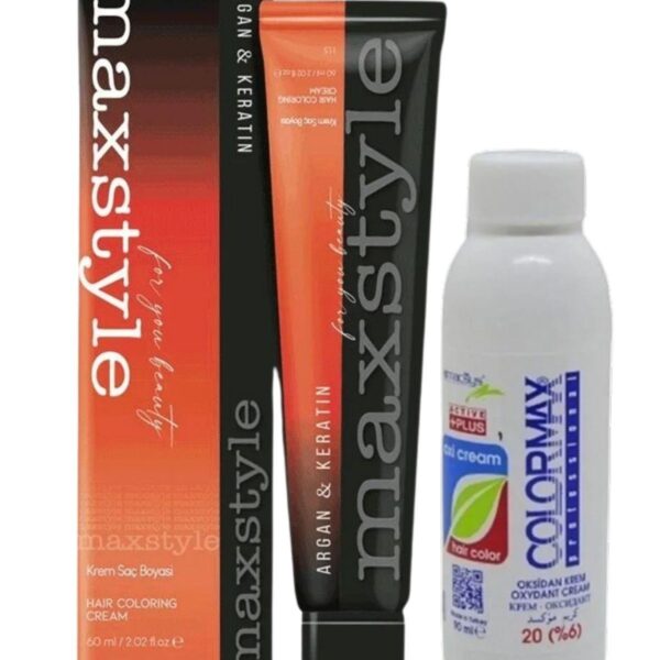 Maxstyle SPS719 Argan ve Keratin 2025/06.34 Koyu Karamel 60 Ml 1 Adet Saç Boyası + 1 Adet 90 Ml Oksidan