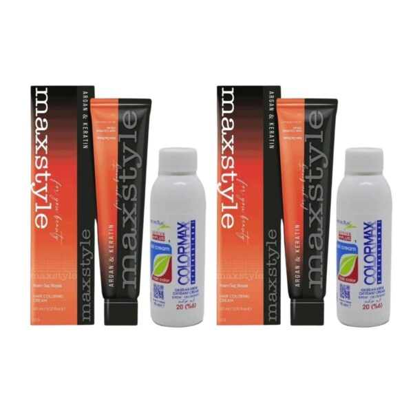 Maxstyle SPS738 Argan ve Keratin 2025/06 Koyu Kumral 60 Ml 2 Adet Saç Boyası + 2 Adet 90 Ml Oksidan Set